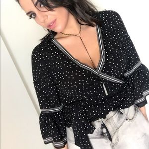 Polka Dot Wrap Top Women’s Size M - Max Studio